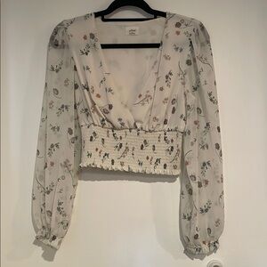 Wilfred Cream Puff Sleeve Smocked Blouse